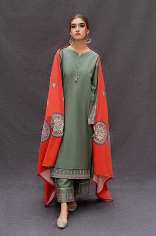 Lawn 3pc with diamond dupatta Unstiched