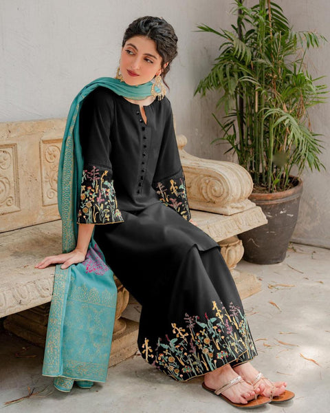 Lawn 3pc with diamond dupatta Unstiched