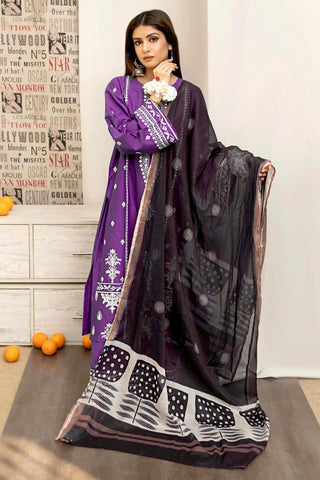 Lawn 3pc with diamond dupatta Unstiched