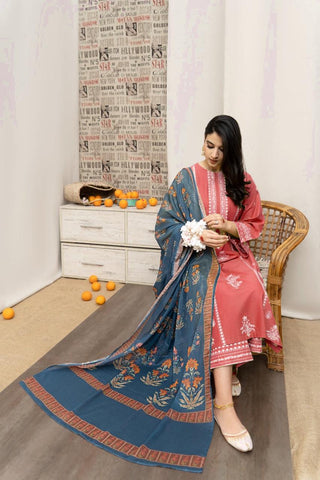 Lawn 3pc with diamond dupatta Unstiched