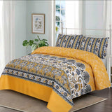 Cotton Salonica 3pc Bedsheet - Yellow Dunes